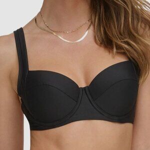 DKNY Sweetheart Neck Bikini Top Black NWT Sz XL